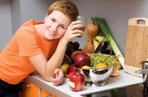 Girl at a table with useful products